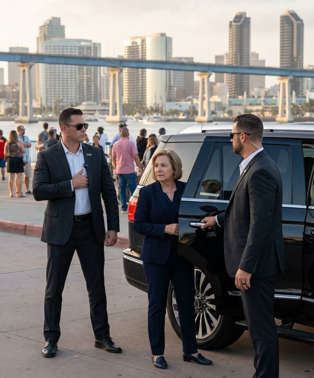 Pentagon executive protection team providing comprehensive security for San Diego business leader