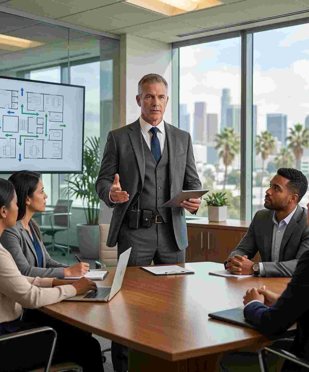 Pentagon security trainer conducting active shooter preparedness exercise for Southern California corporate team