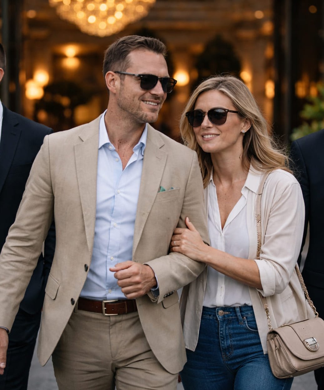 Close protection specialist maintaining security detail for VIP client in Southern California